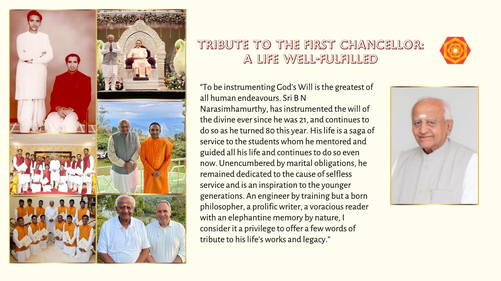 Tribute to the Founding Chancellor: A Life Well-Fulfilled